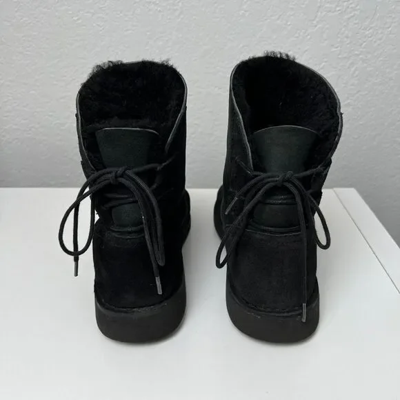 Ugg Women's Naiyah Lace-back Wool Suede Black Boot Size 7 - Picture 2 of 6